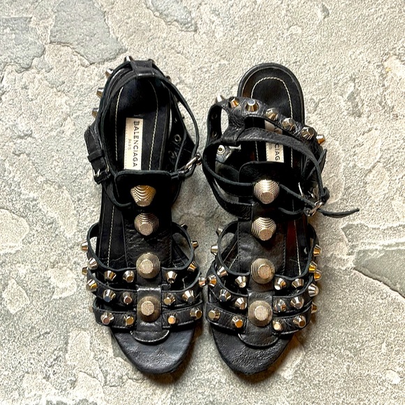 Balenciaga Shoes - Balenciaga Leather Wedge Sandal